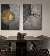 TPFLiving Leinwandbild Kunstdruck - Nordic Art Abstrakte Formen - Schwarz, Grau, Gold - OHNE Rahmen - Bilder Wohnzimmer - Modell TPFL-LW-74-MF